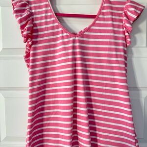 Pink and White Striped Top